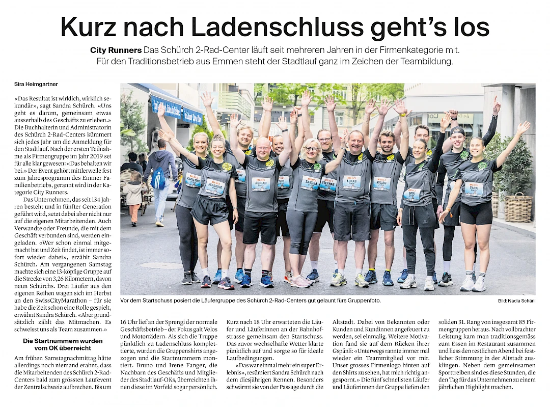 47. Luzerner Stadtlauf Team SCHÜRCH 2-Rad-Center